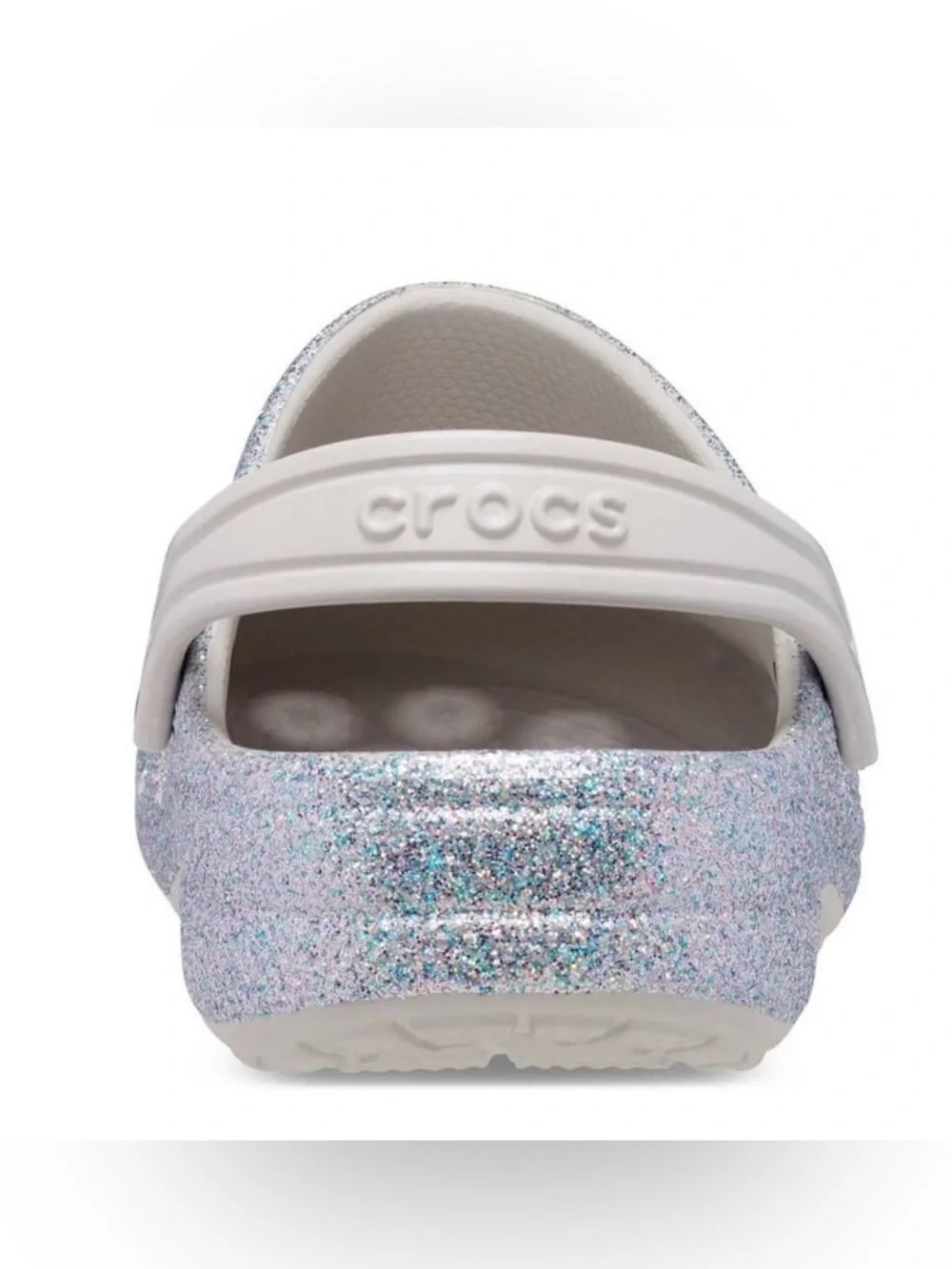 CROCS Kids Sparkle Glitter Clogs - Silver Holographic c-9